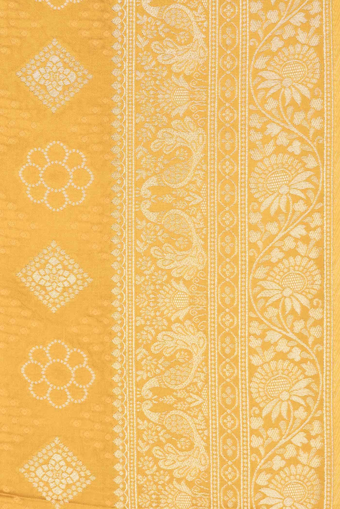 Mustard Dual Tone Blended Banarasi Silk Saree