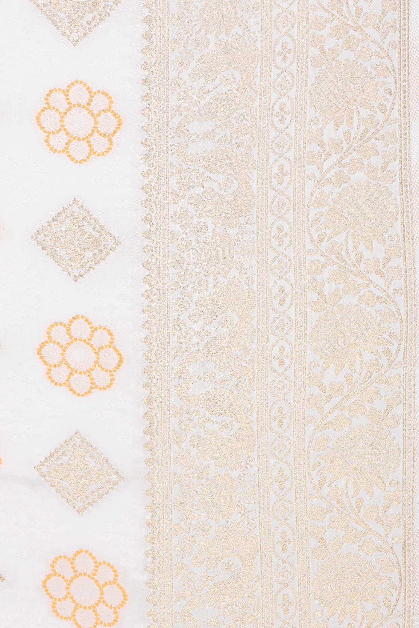 Off White Dual Tone Blended Banarasi Silk Saree