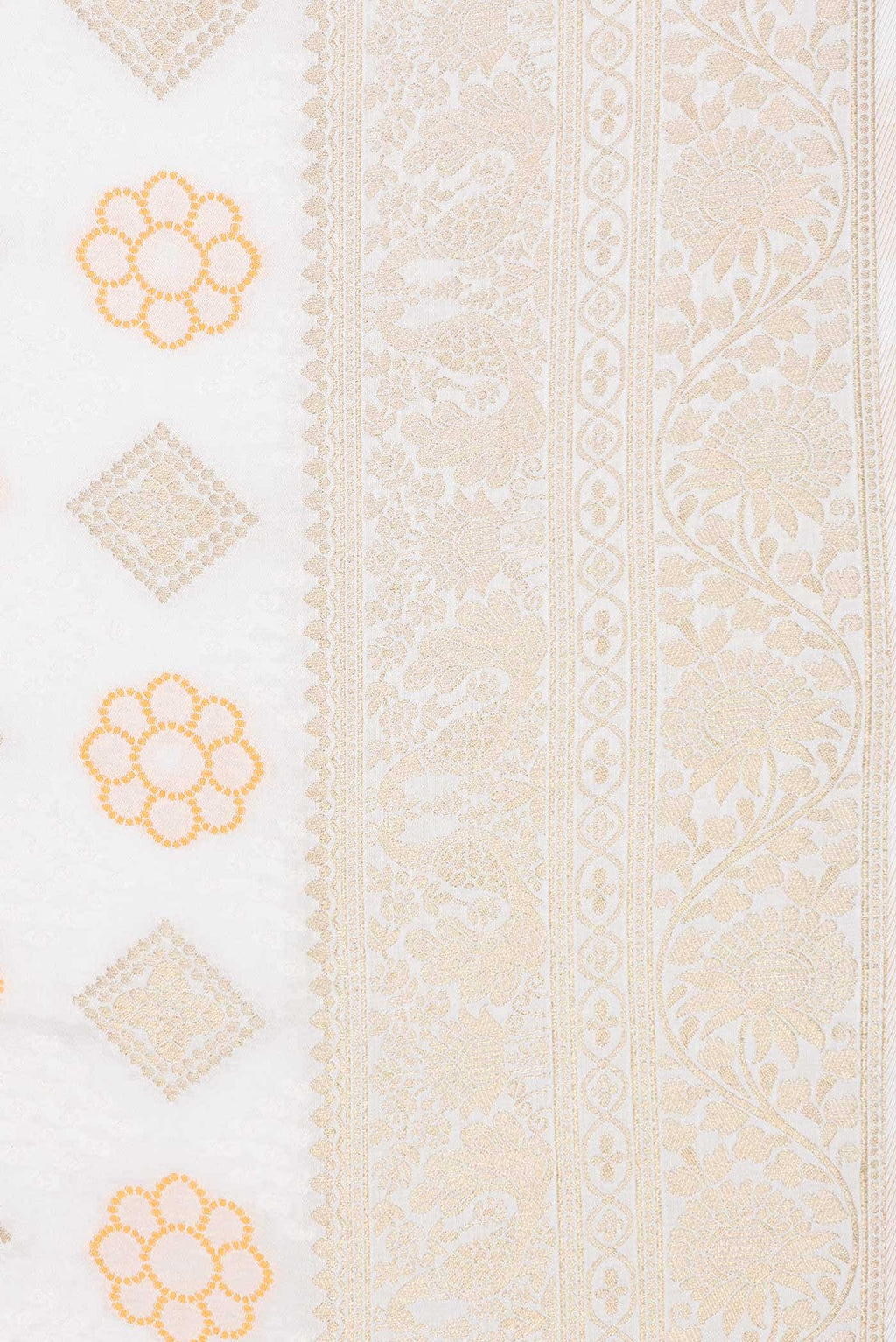 Off White Dual Tone Blended Banarasi Silk Saree