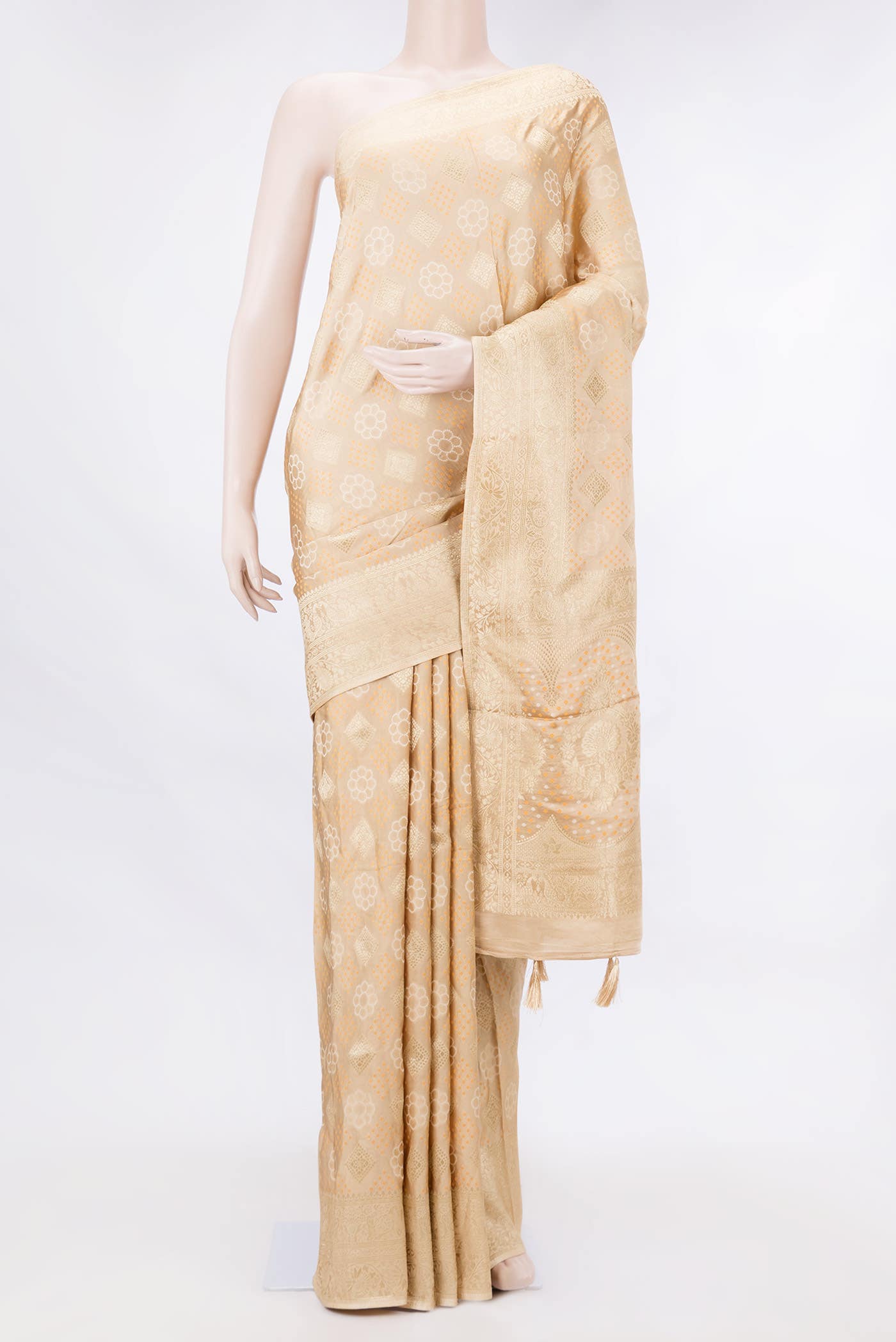 Sandal Dual Tone Blended Banarasi Silk Saree