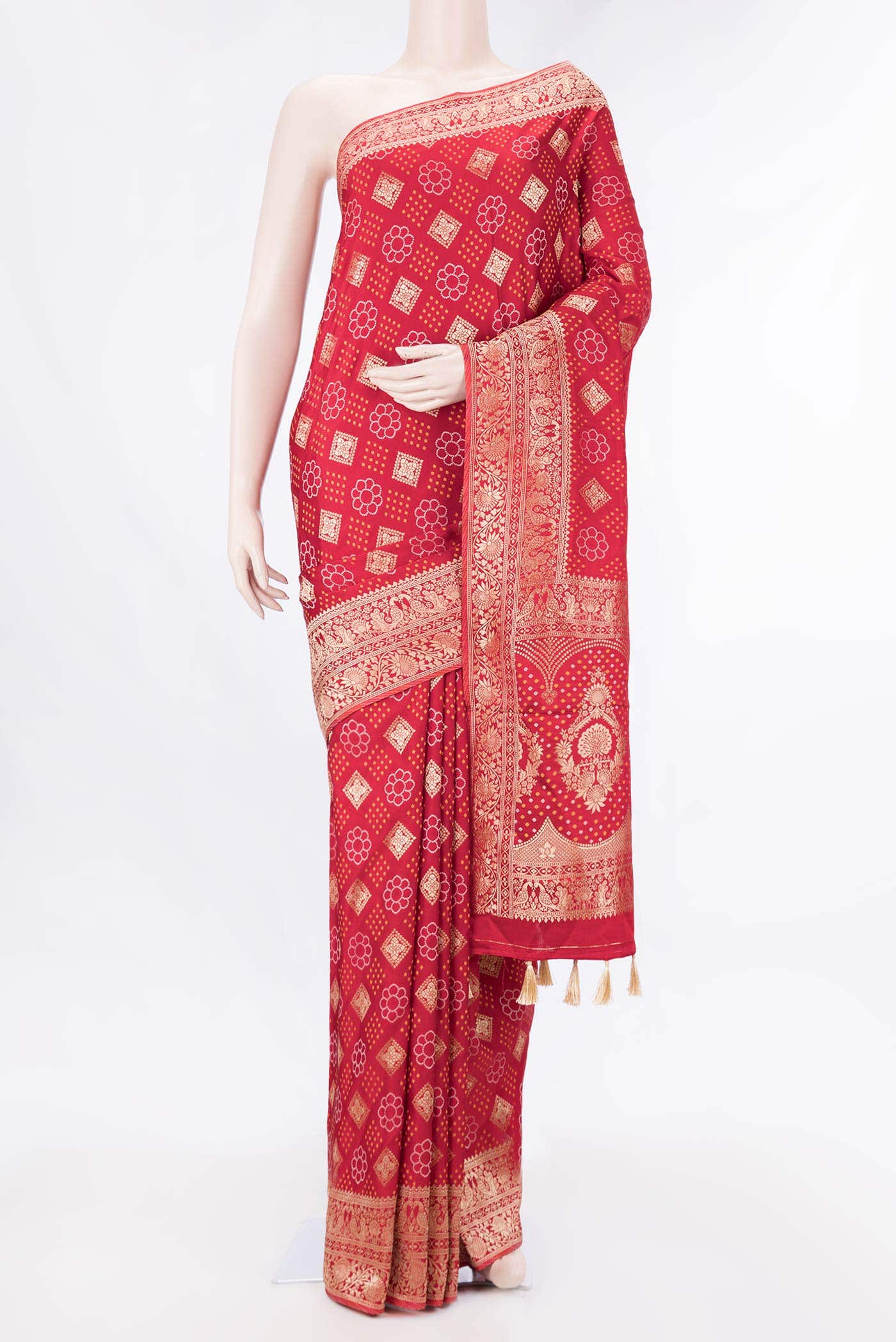 Red Dual Tone Blended Banarasi Silk Saree