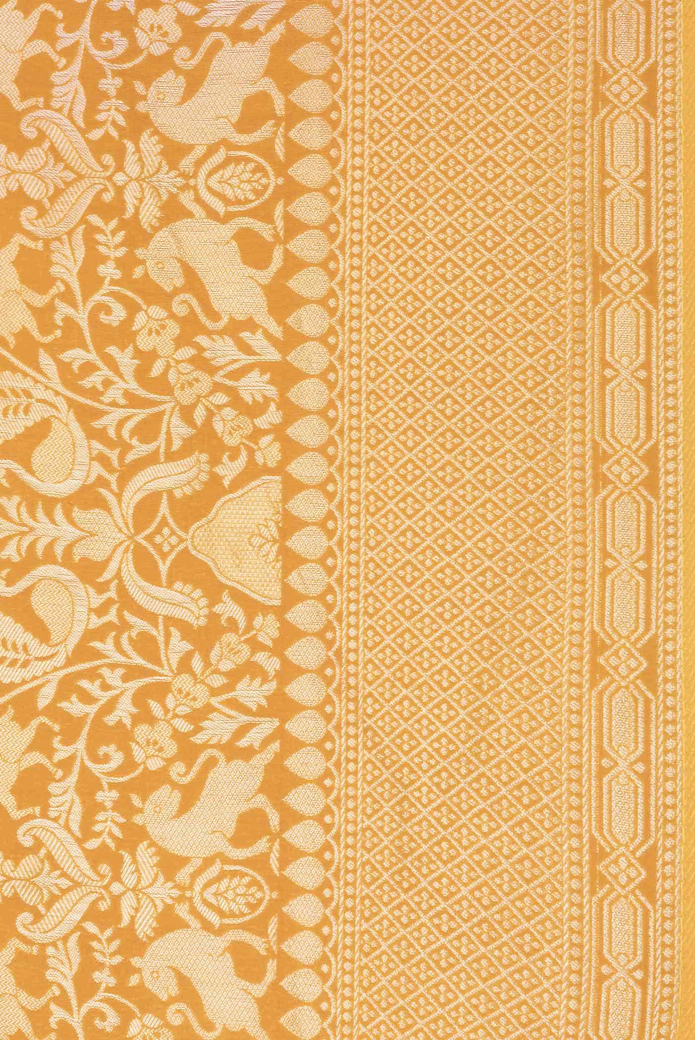 Mustard Dual Tone Blended Banarasi Silk Saree