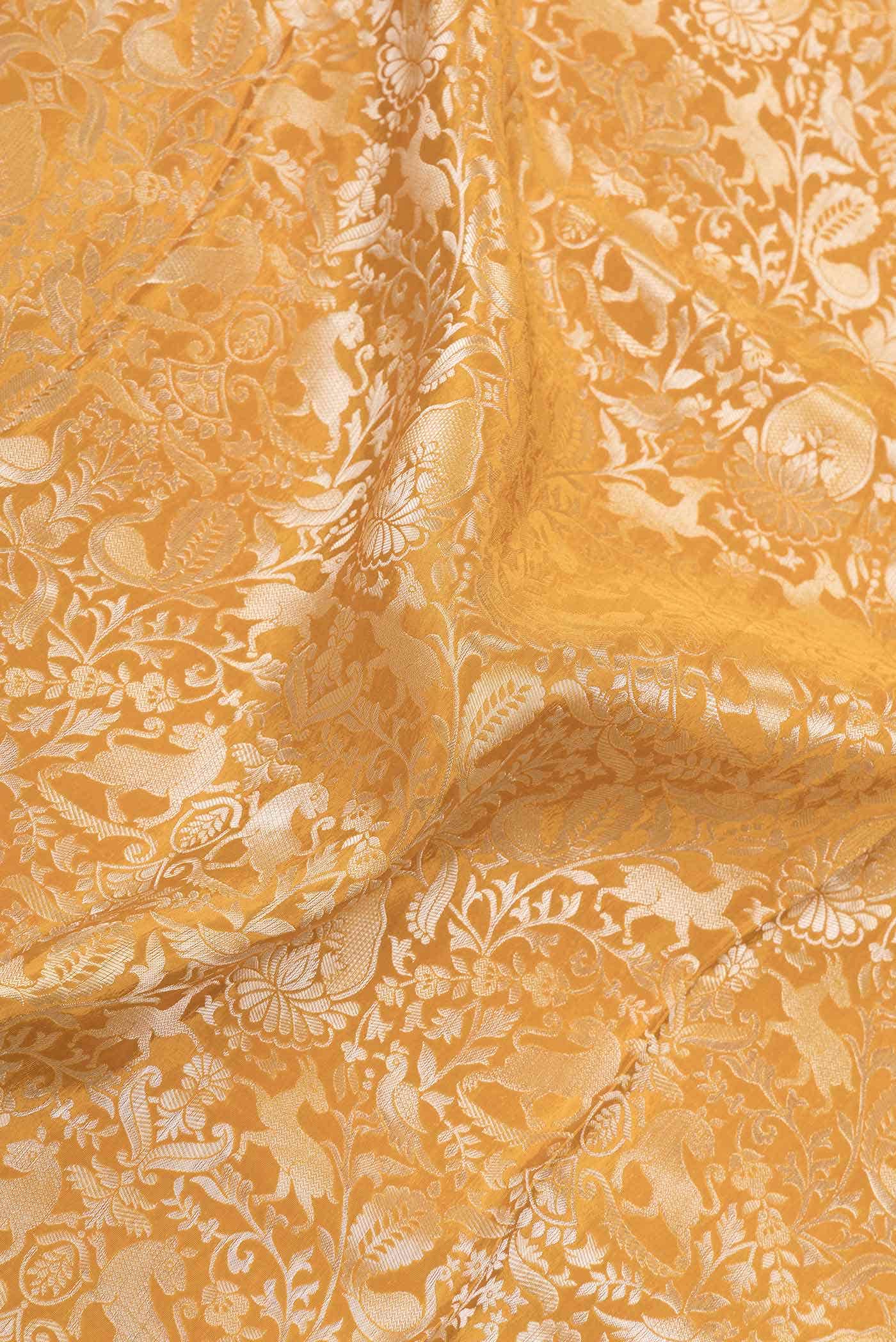 Mustard Dual Tone Blended Banarasi Silk Saree