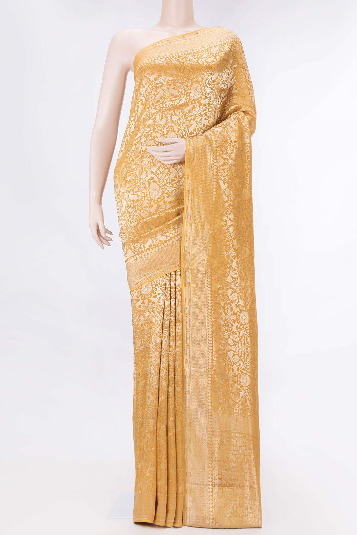 Mustard Dual Tone Blended Banarasi Silk Saree