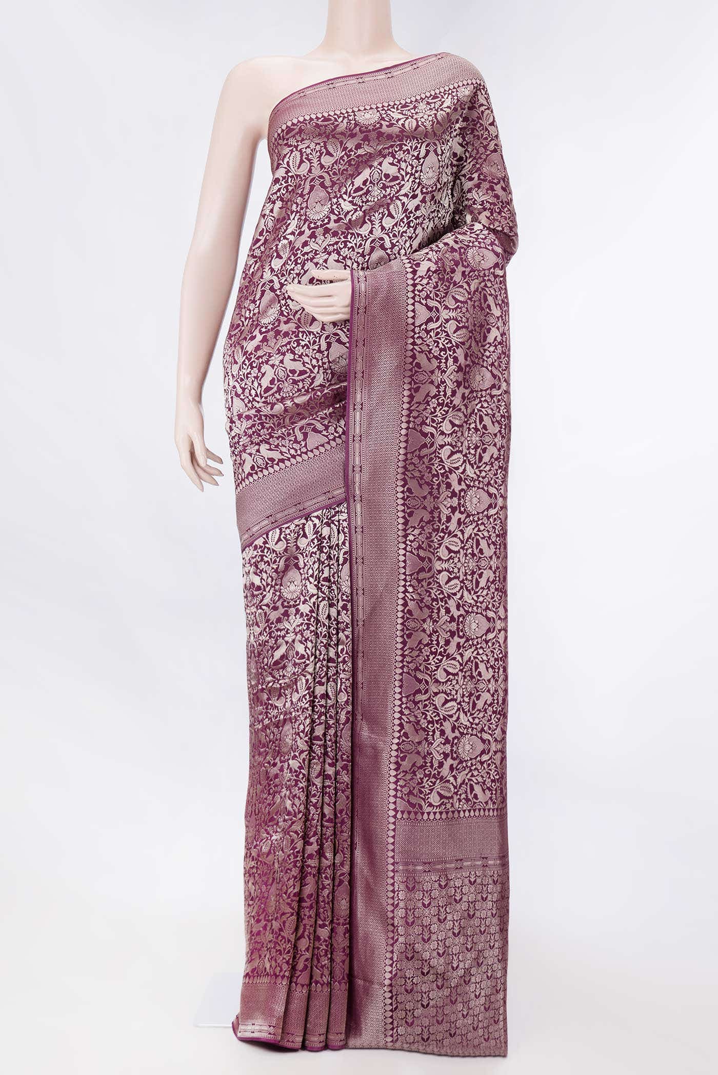Burgundy Dual Tone Blended Banarasi Silk Saree