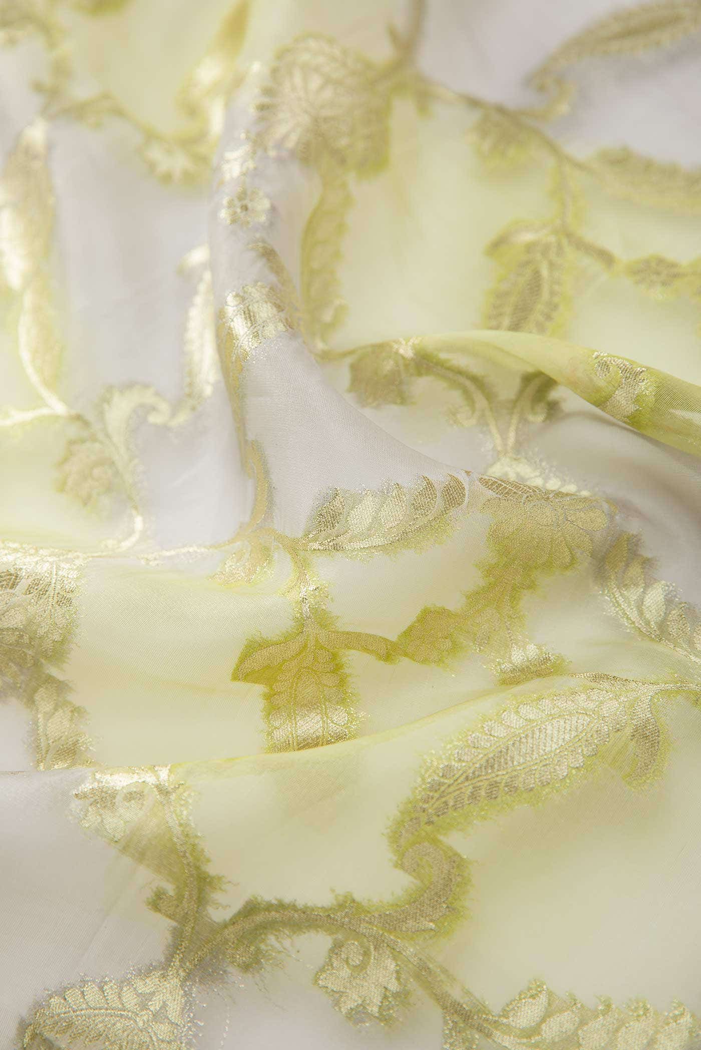 Green and Lavender Organza Silk Dress Material