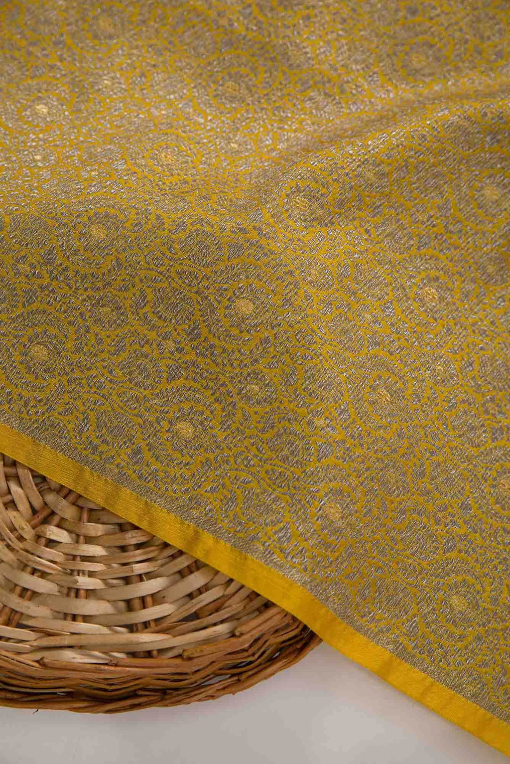 Yellow Banarasi Silk Dress Material