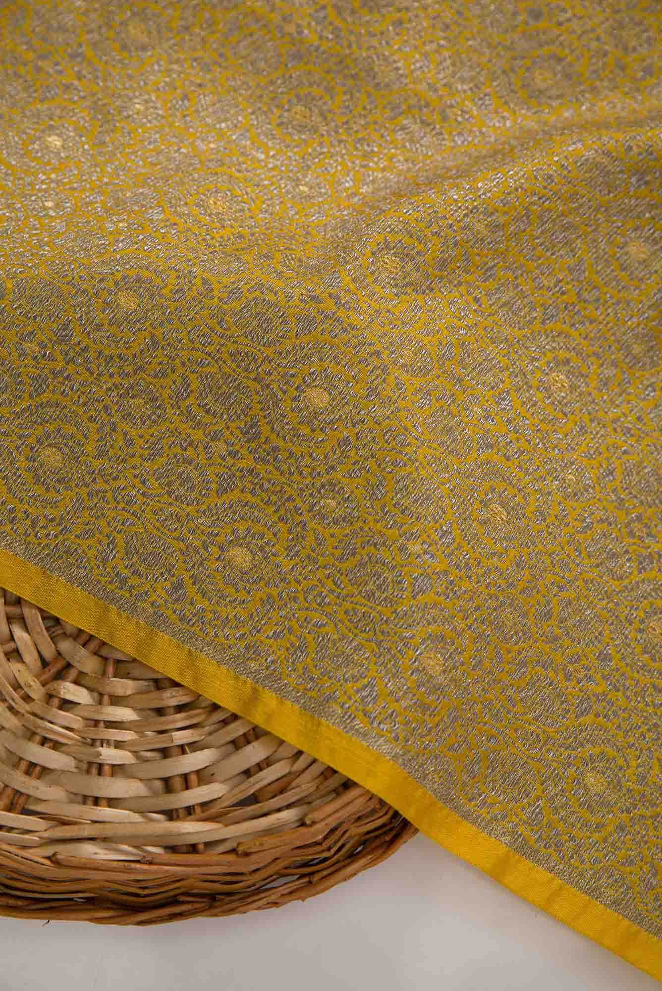 Yellow Banarasi Silk Dress Material