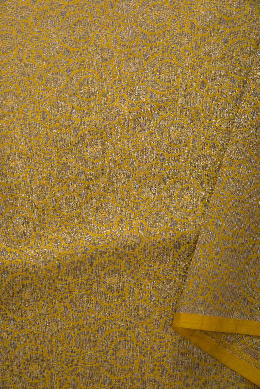 Yellow Banarasi Silk Dress Material