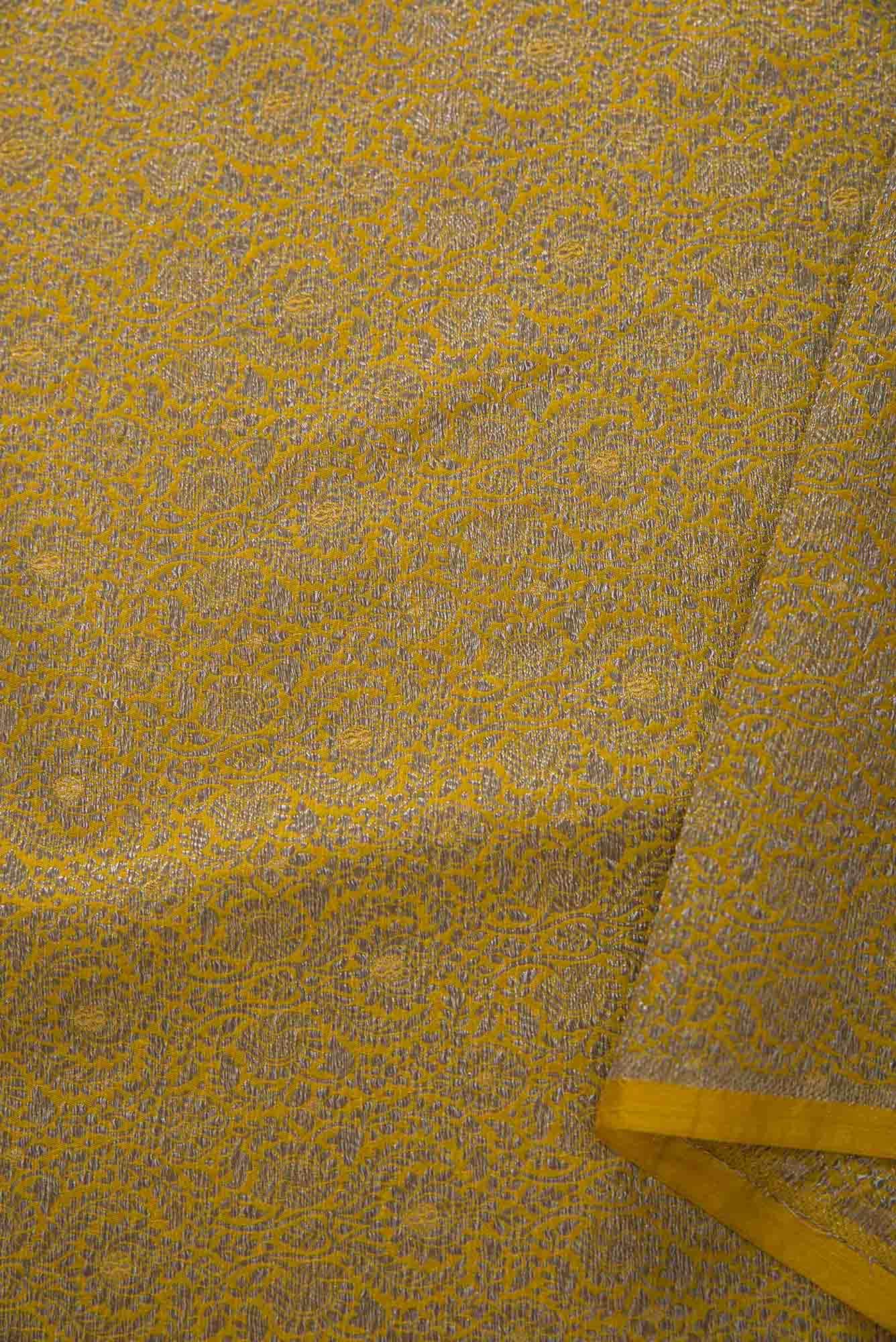 Yellow Banarasi Silk Dress Material