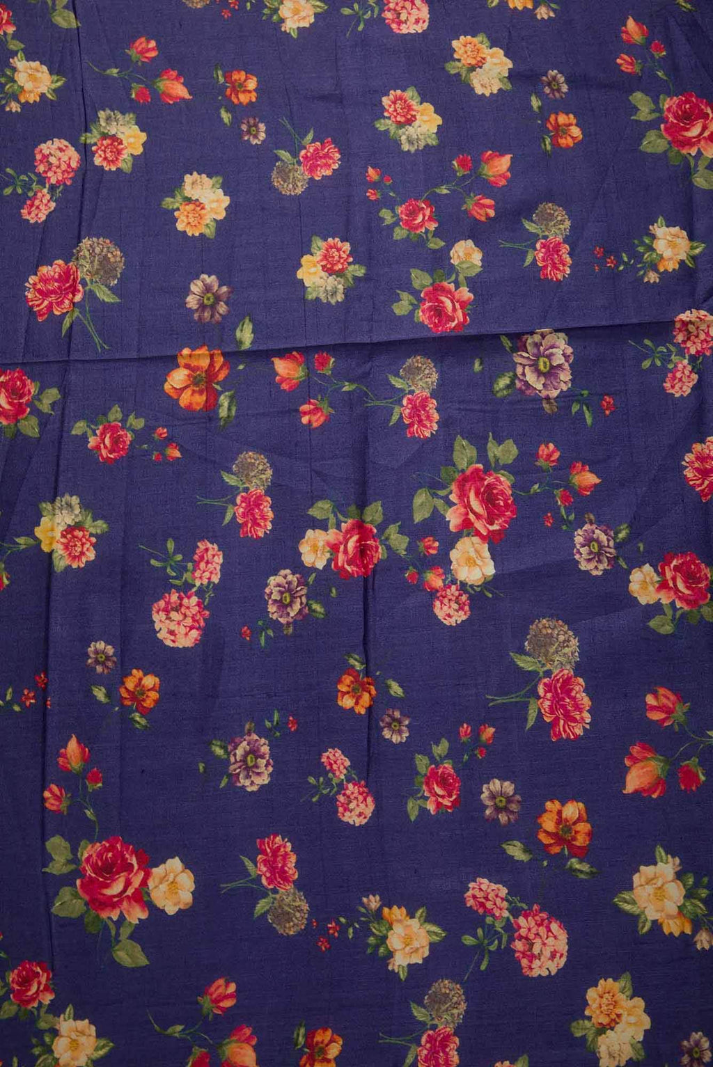 Navy Blue Tussar Silk Dress Material