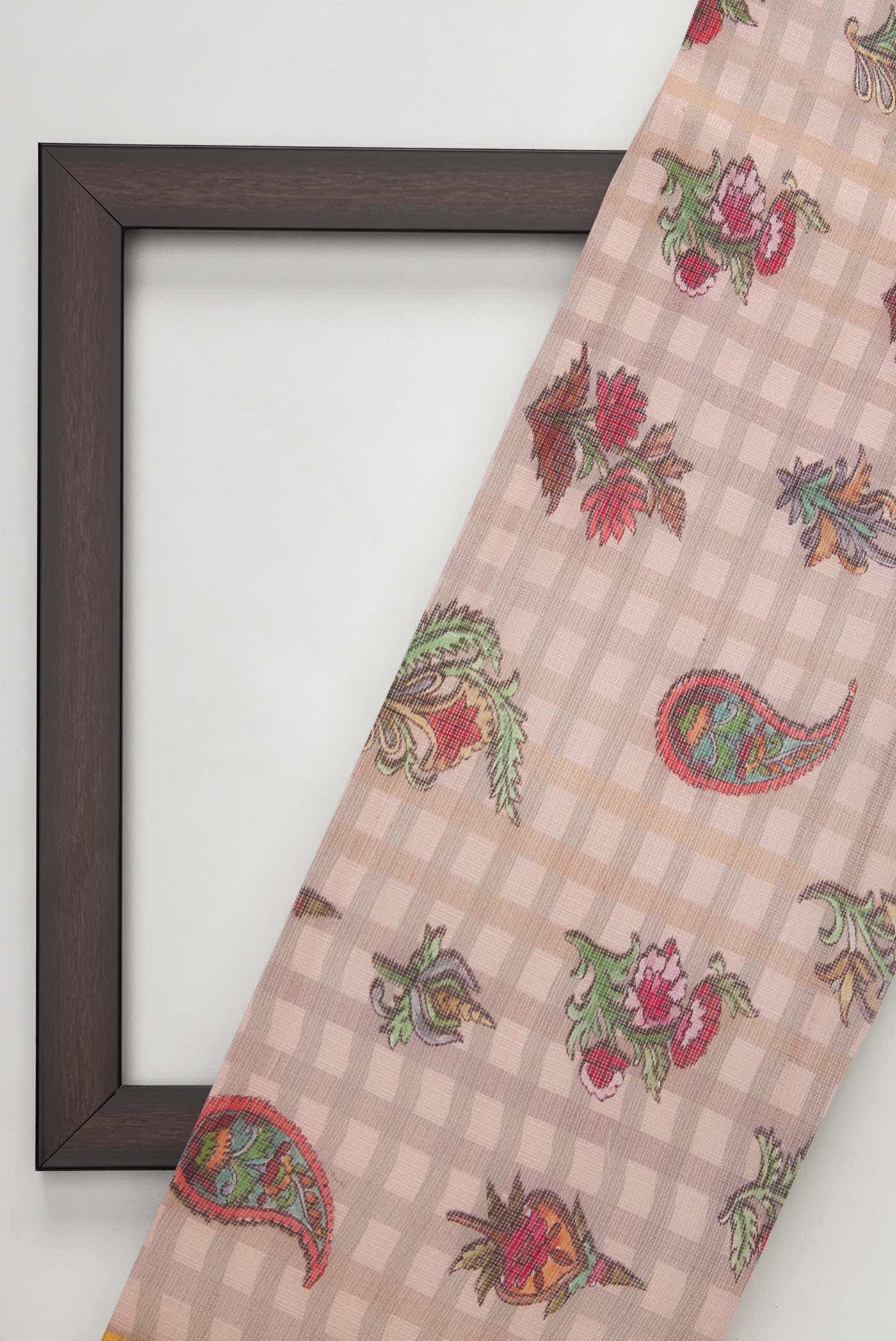 Peach Kota Silk Dress Material