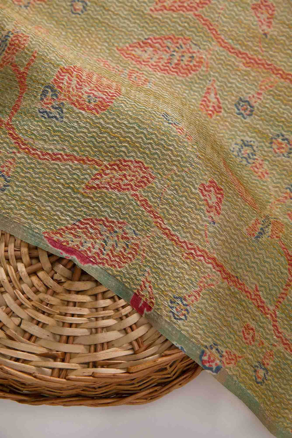 Green Tussar Silk Dress Material