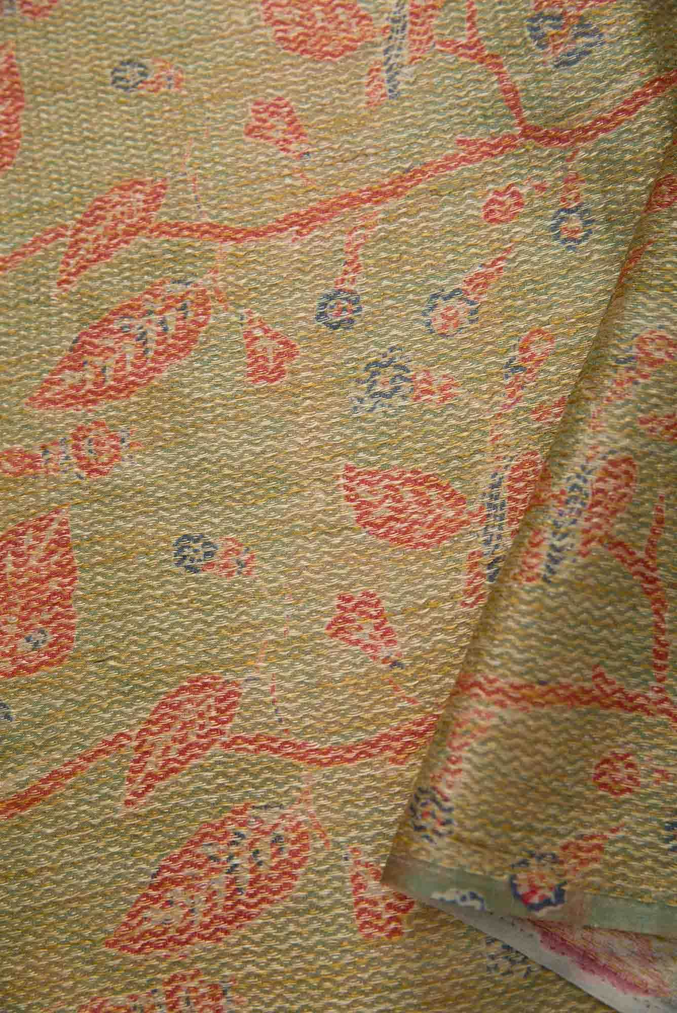 Green Tussar Silk Dress Material
