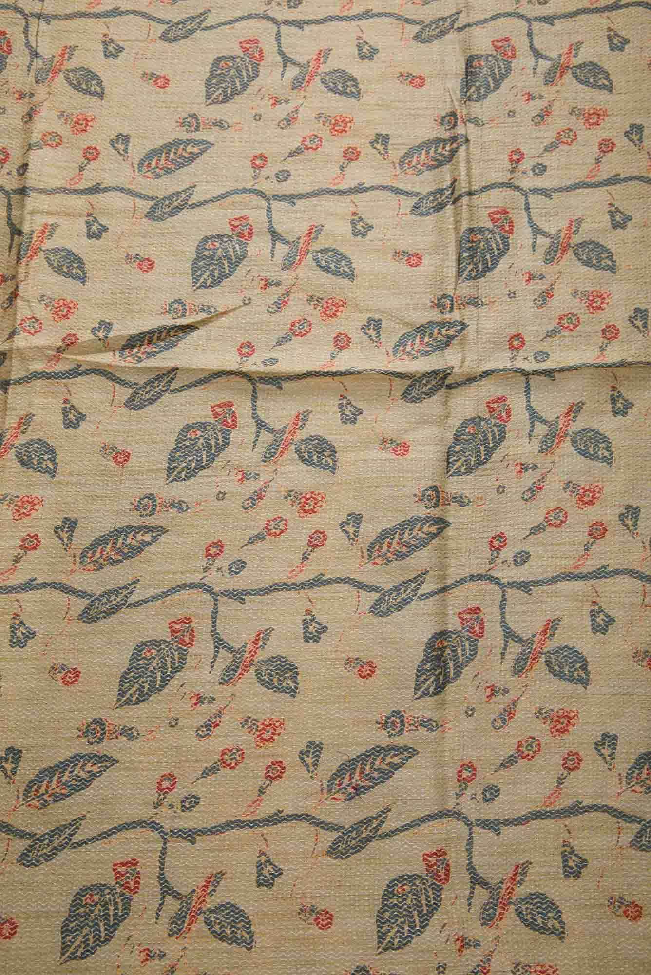 Grey Tussar Silk Dress Material