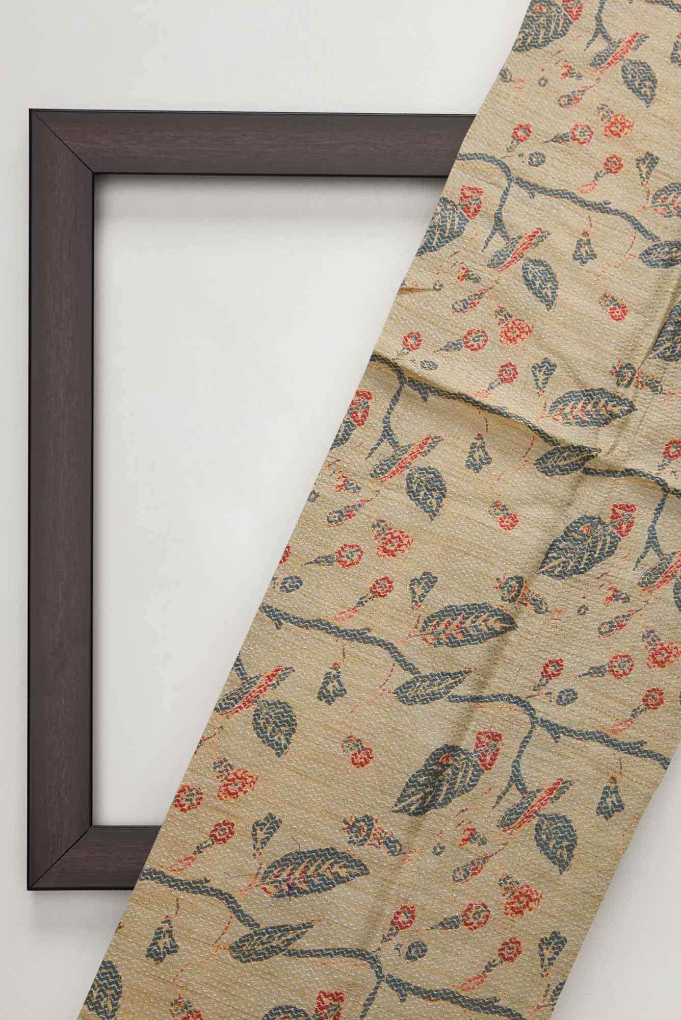 Grey Tussar Silk Dress Material
