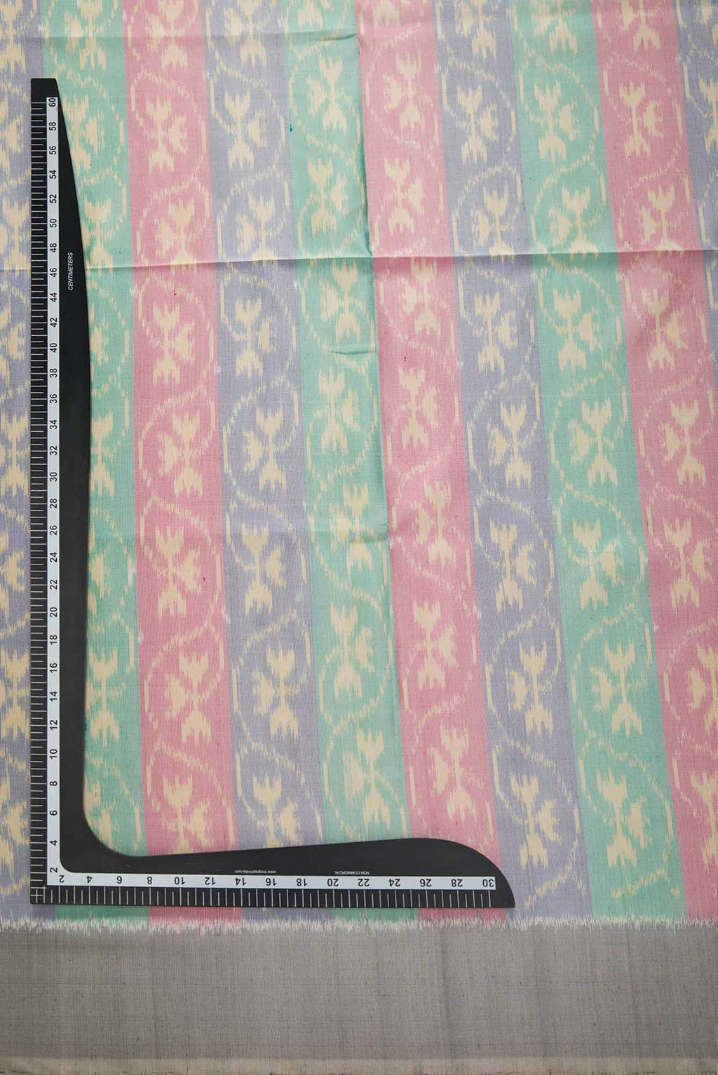Green, Pink and Blue Double Ikat Dress Material