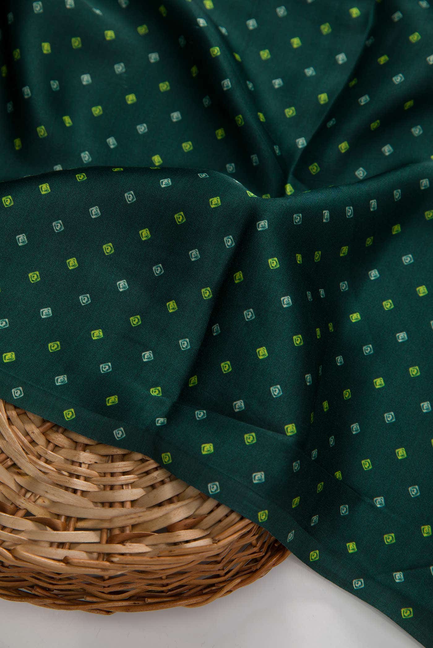 Bottle Green Satin Silk Dress Material