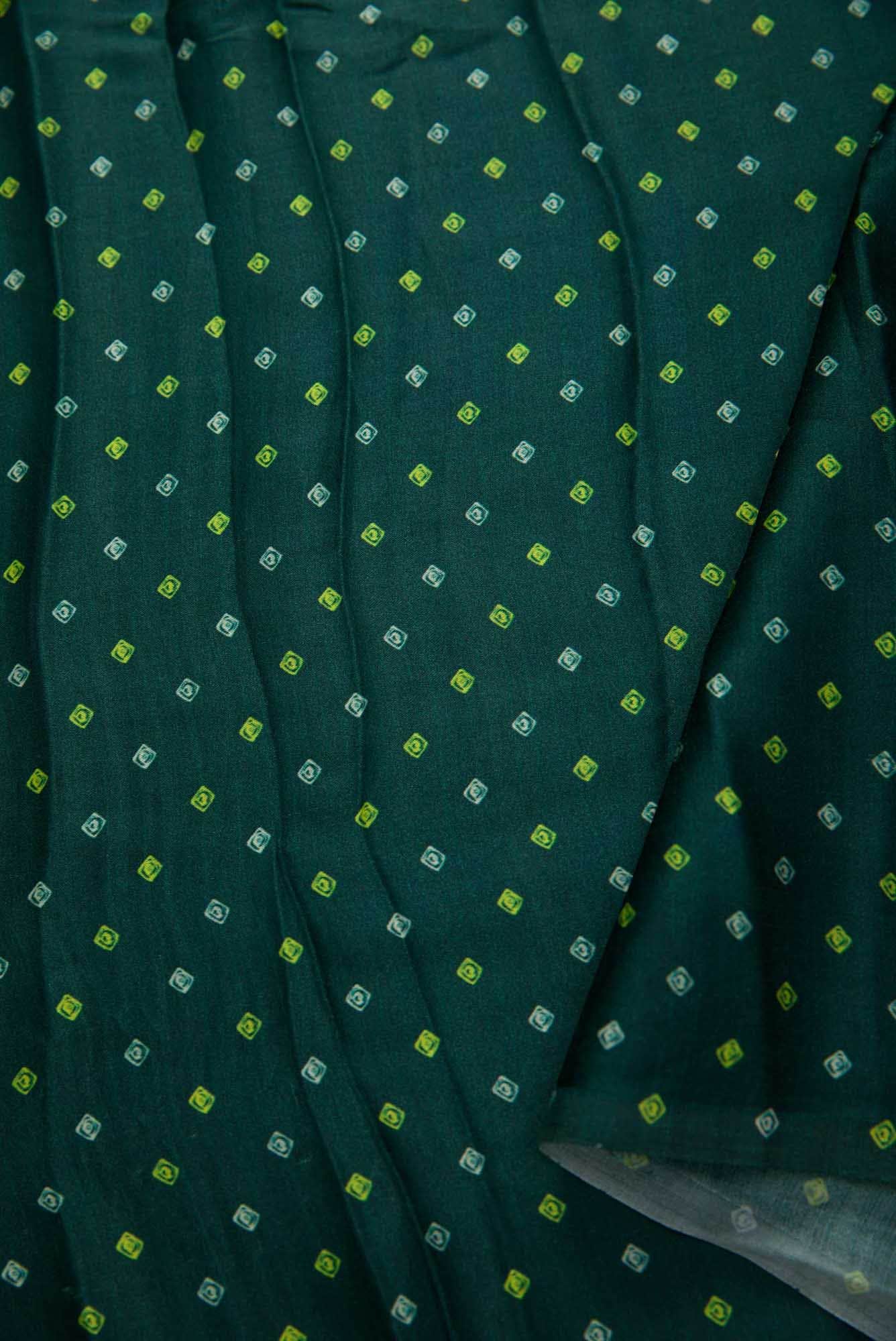 Bottle Green Satin Silk Dress Material
