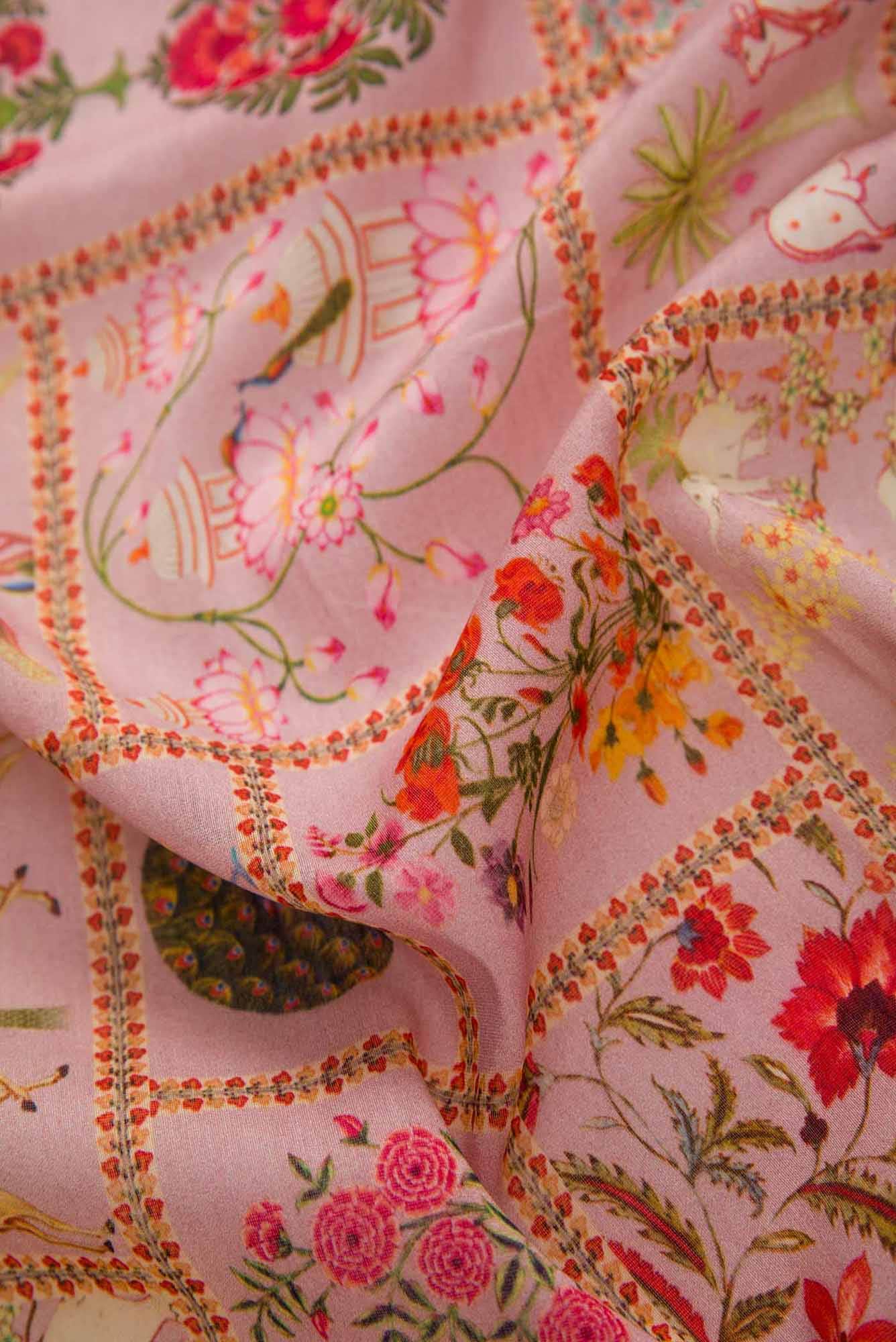 Pink Chanderi Silk Dress Material