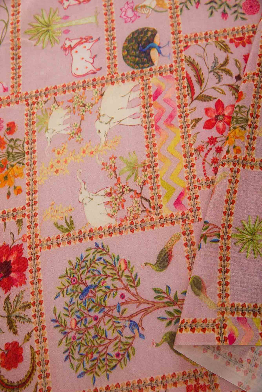 Pink Chanderi Silk Dress Material
