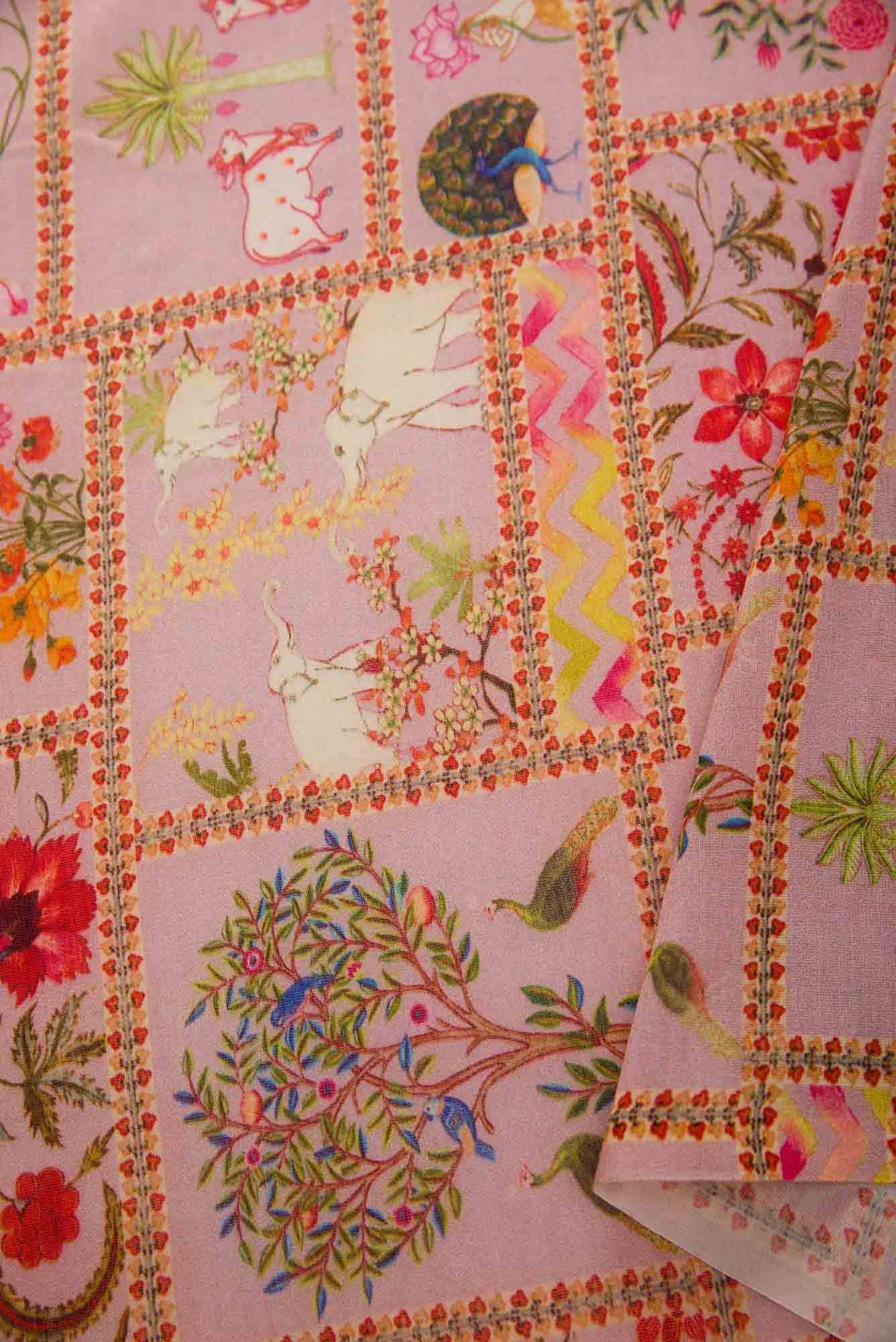 Pink Chanderi Silk Dress Material