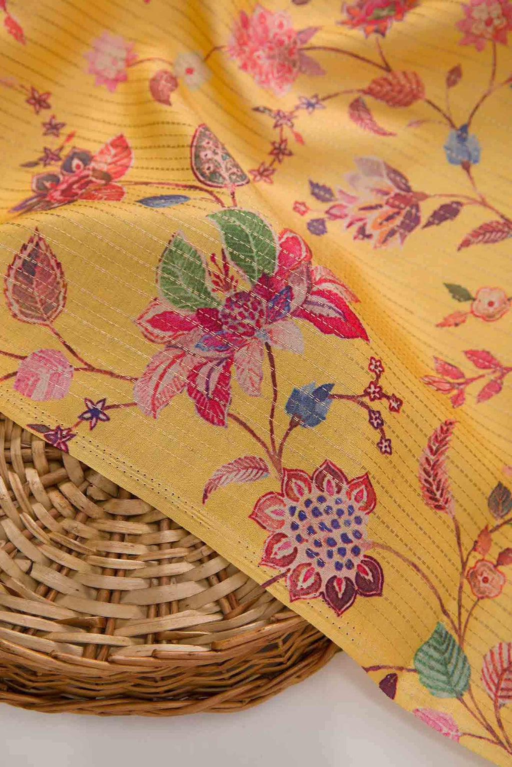 Yellow Tussar Silk Dress Material