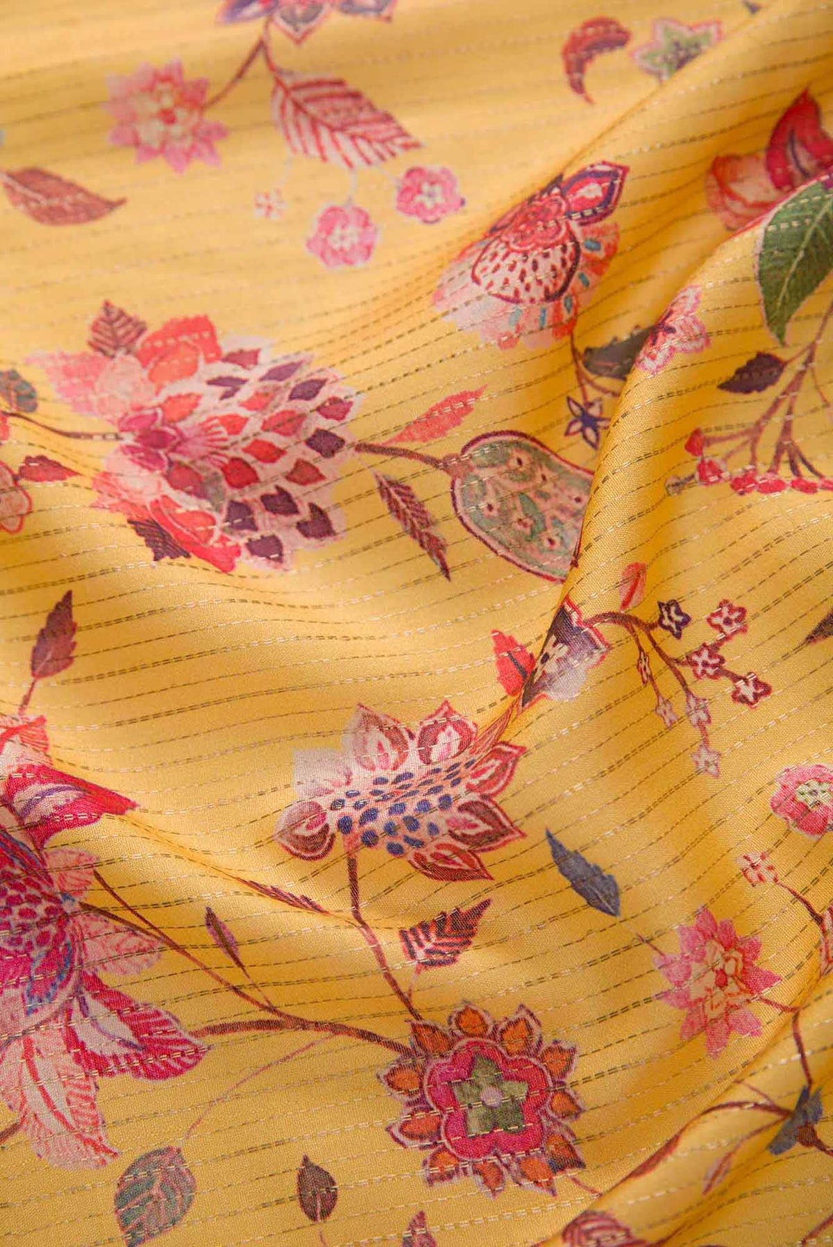 Yellow Tussar Silk Dress Material
