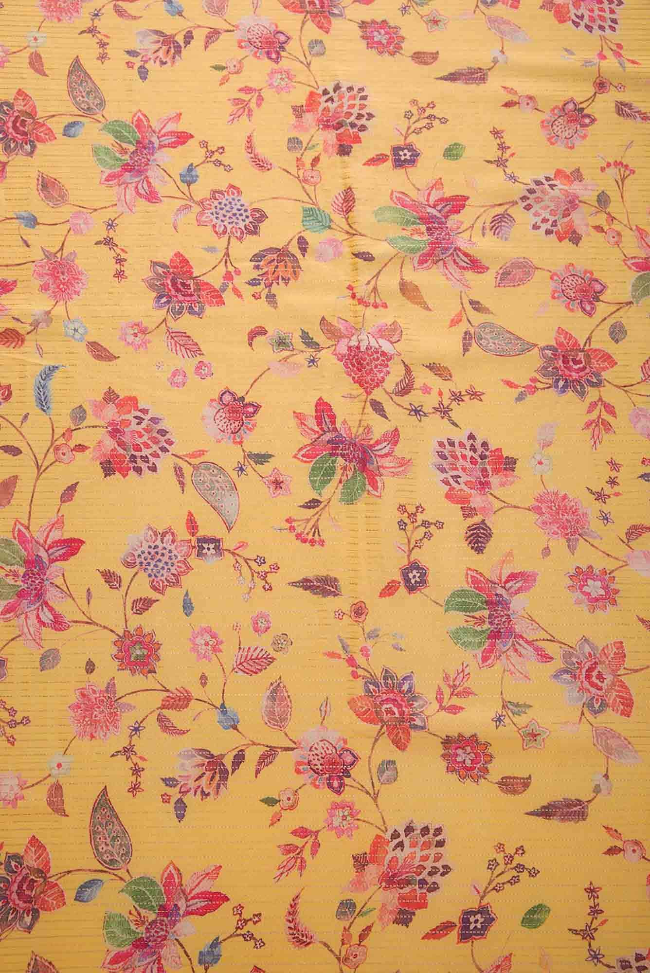 Yellow Tussar Silk Dress Material