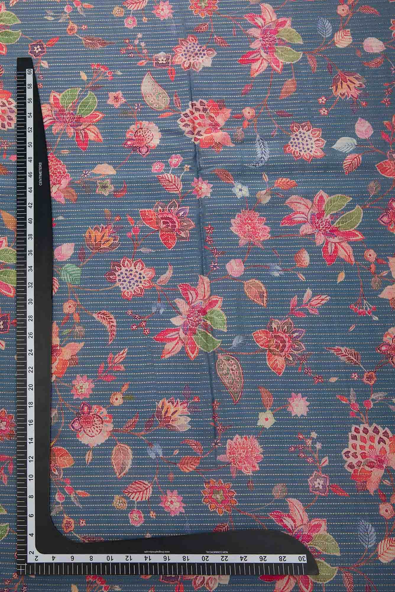 Blue Tussar Silk Dress Material