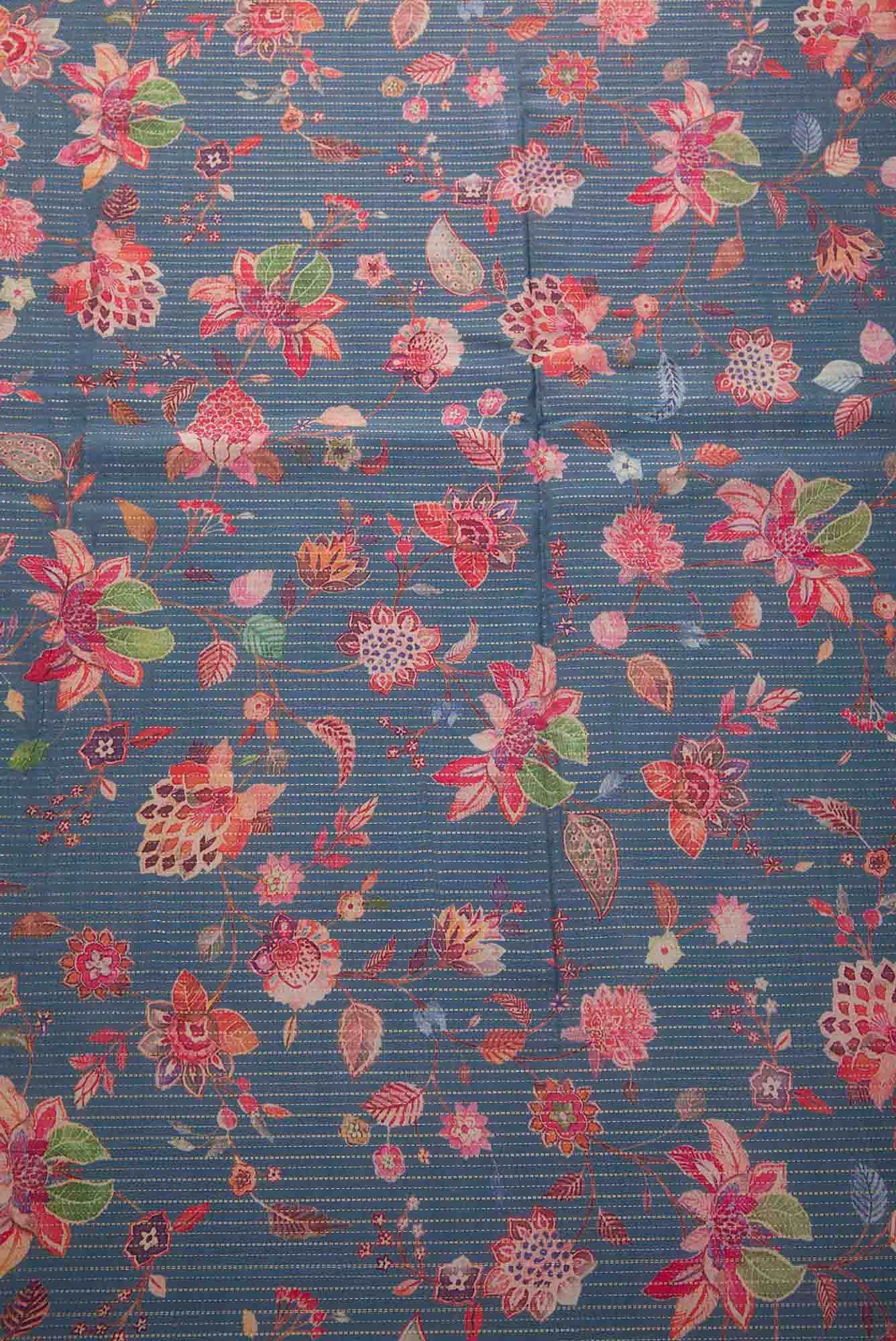 Blue Tussar Silk Dress Material