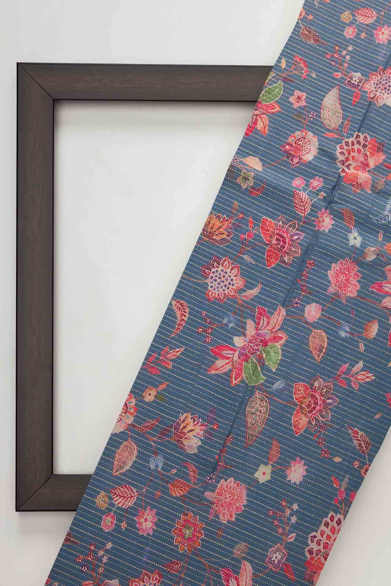 Blue Tussar Silk Dress Material