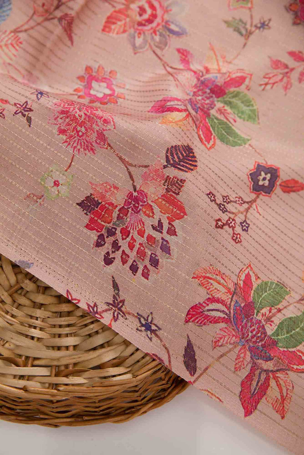 Pink Tussar Silk Dress Material