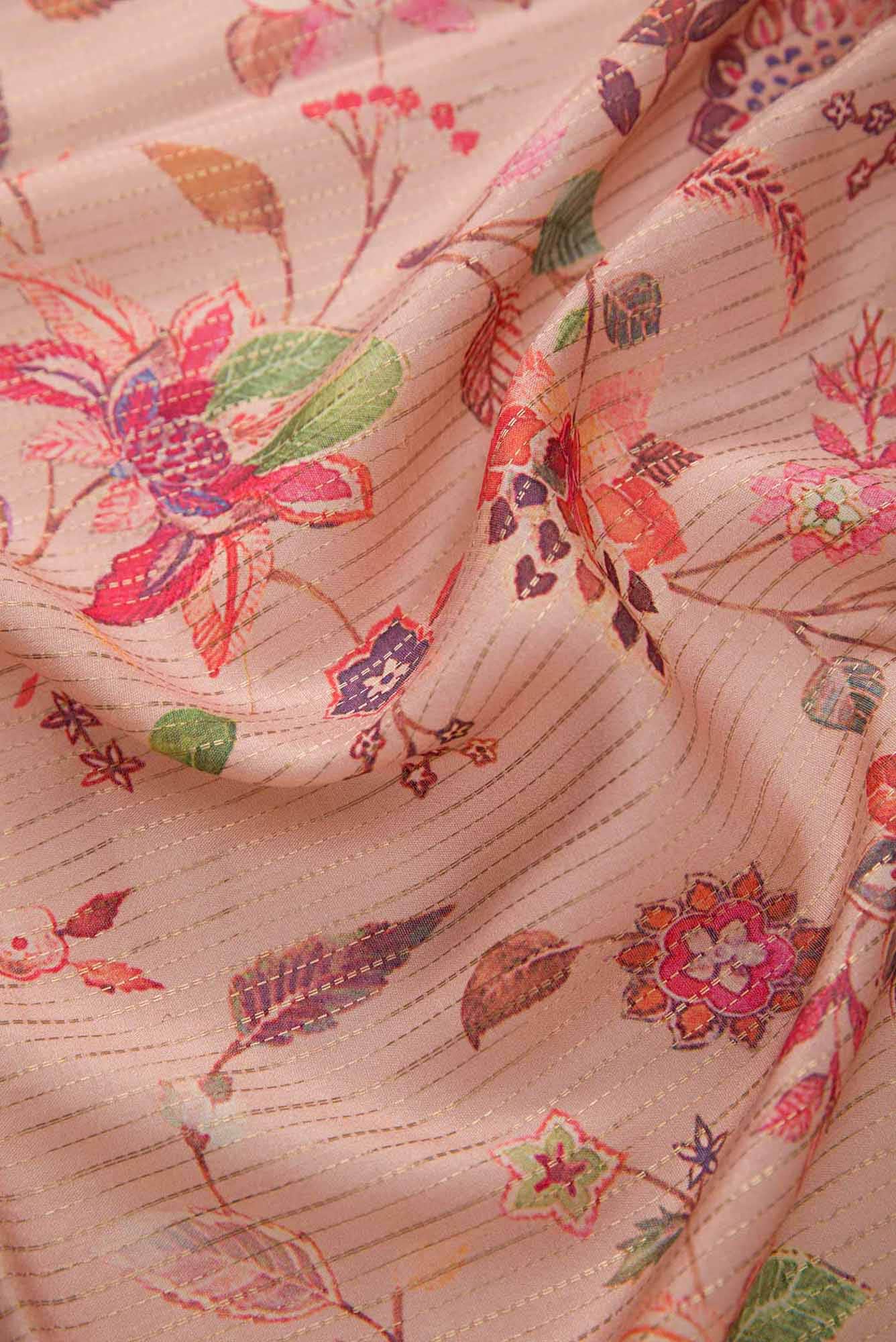 Pink Tussar Silk Dress Material