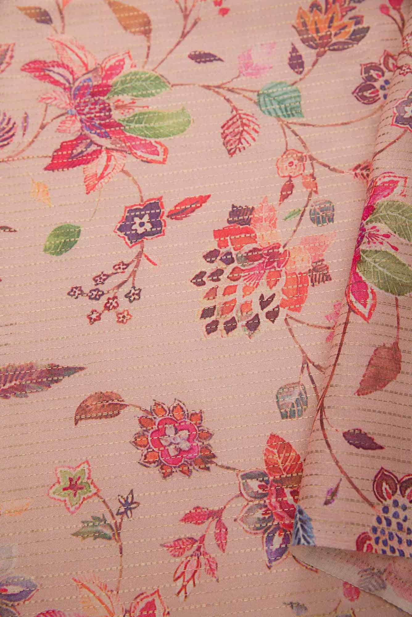 Pink Tussar Silk Dress Material