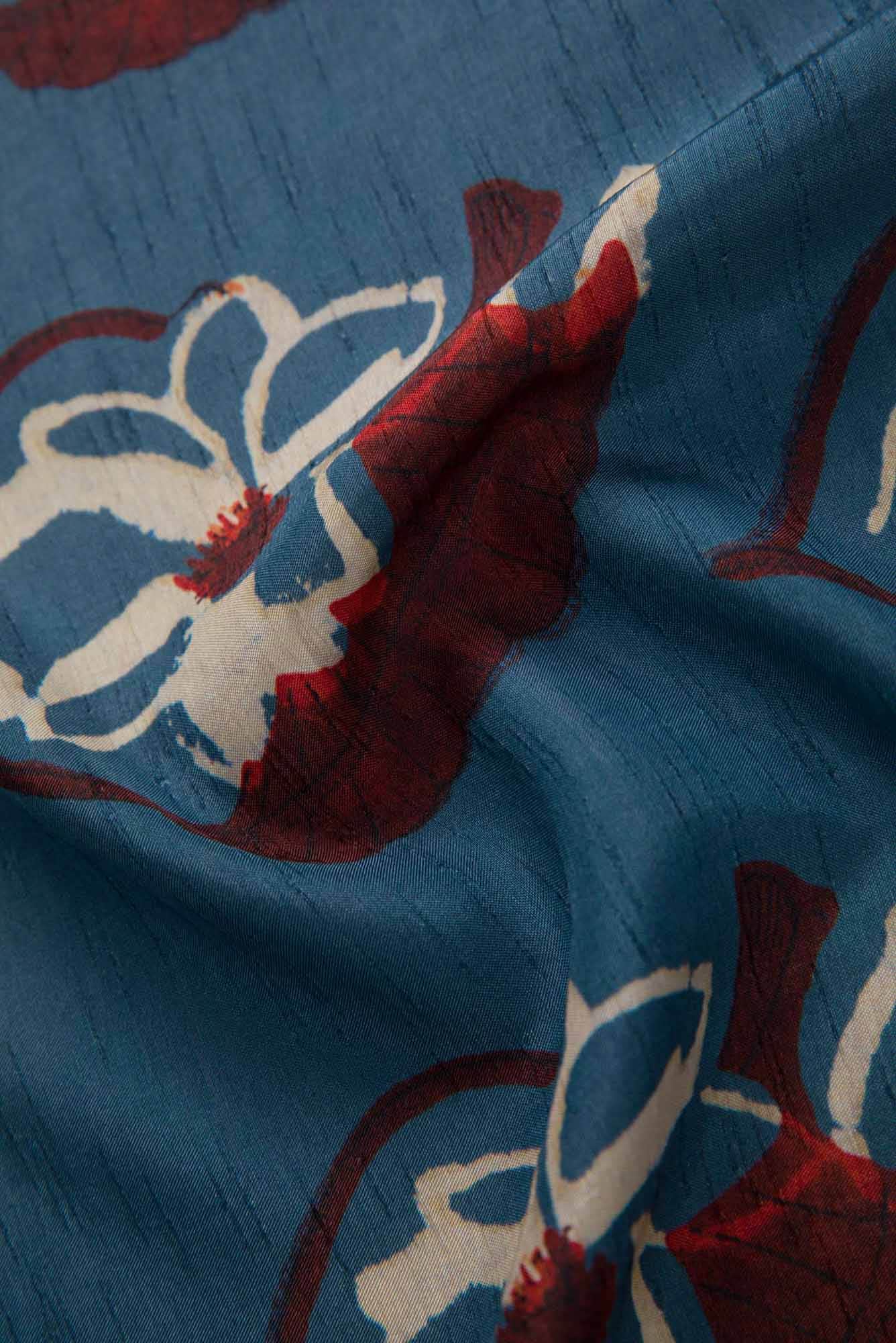 Blue Crepe Dress Material