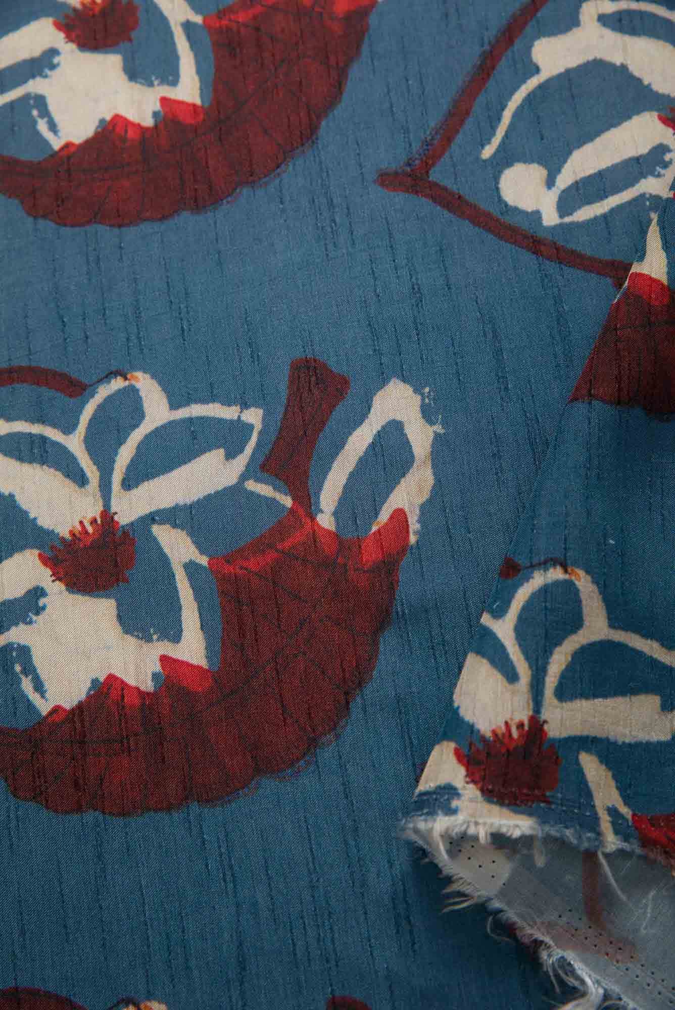 Blue Crepe Dress Material