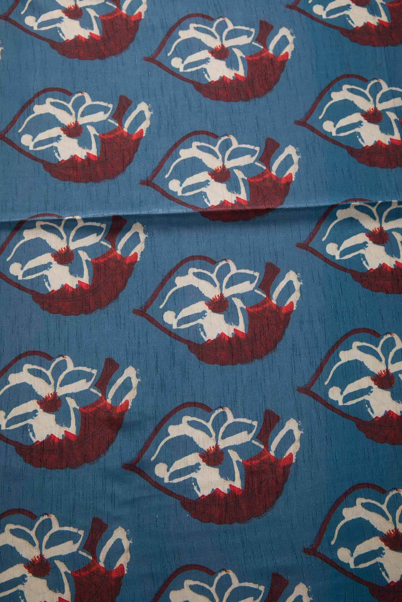 Blue Crepe Dress Material