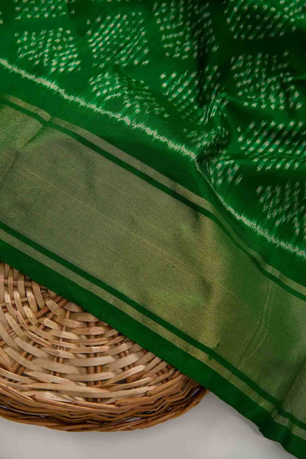 Green Double Ikat Dress Material
