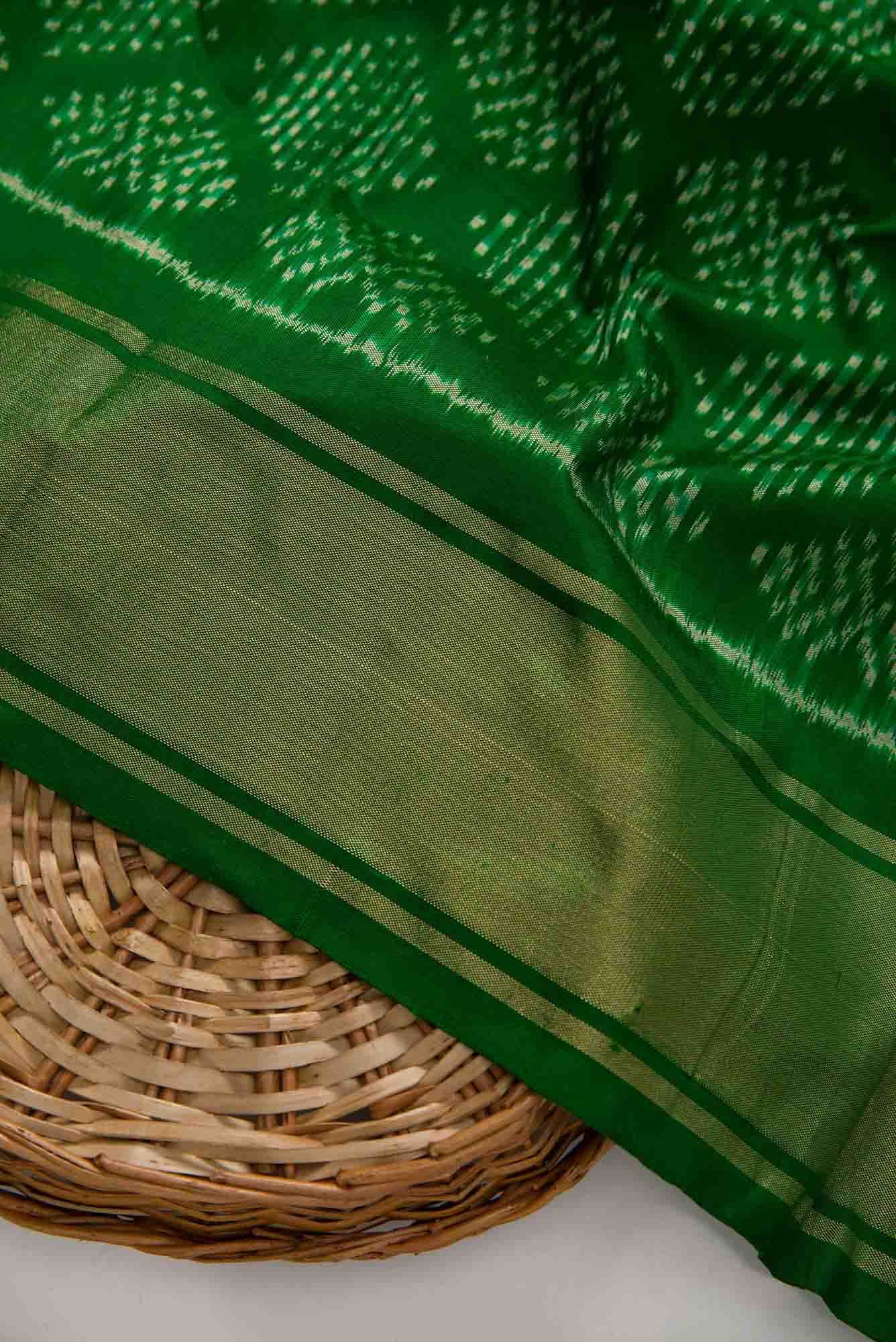 Green Double Ikat Dress Material