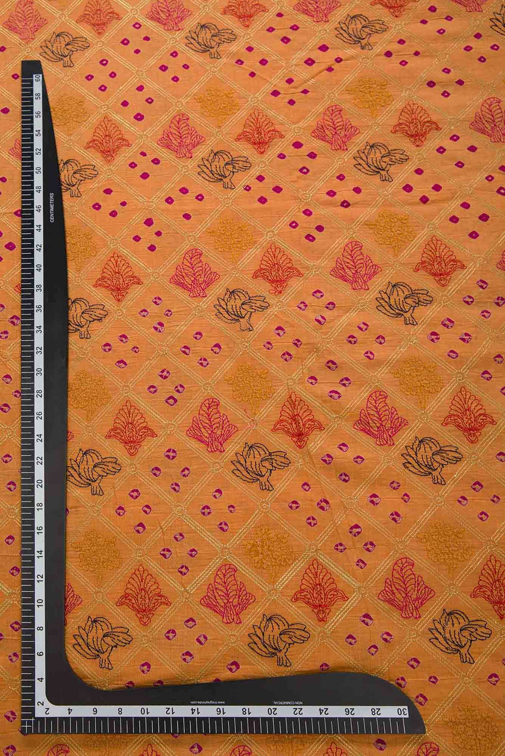 Peach Tussar Silk Dress Material