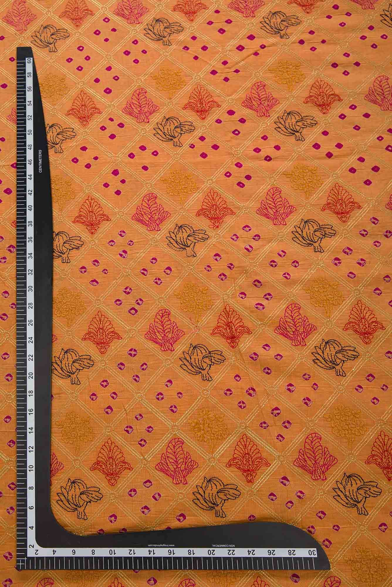 Peach Tussar Silk Dress Material