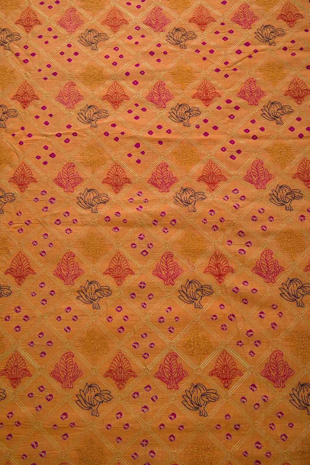 Peach Tussar Silk Dress Material