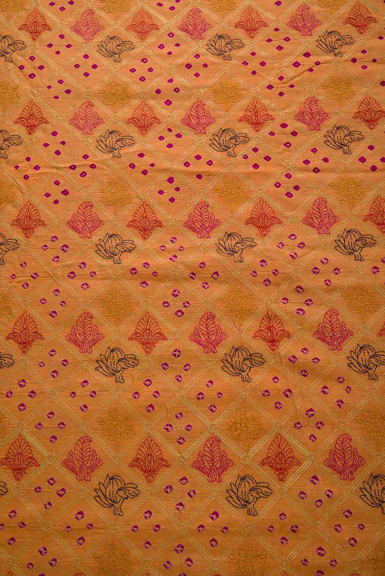 Peach Tussar Silk Dress Material