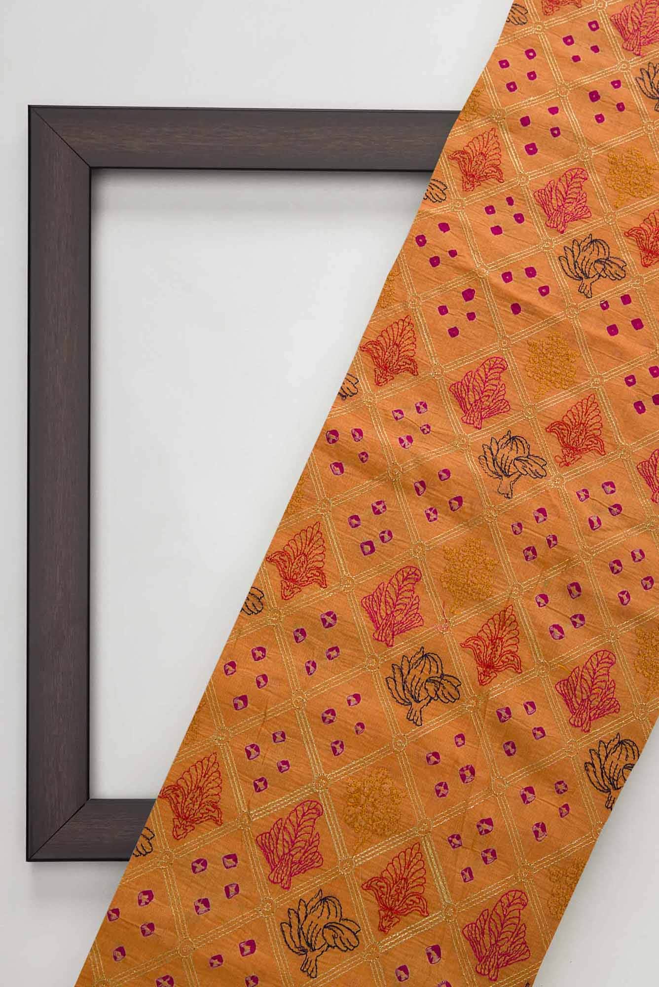 Peach Tussar Silk Dress Material