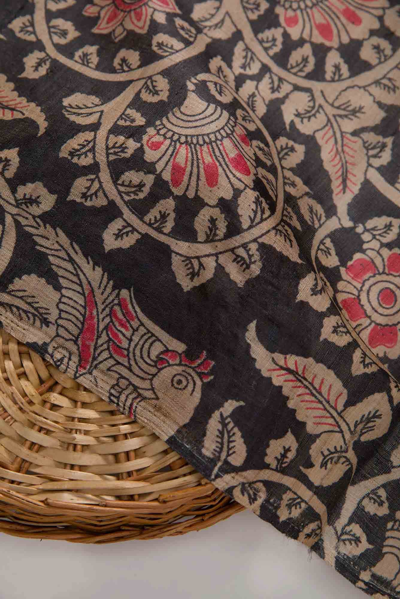 Black Tussar Silk Dress Material