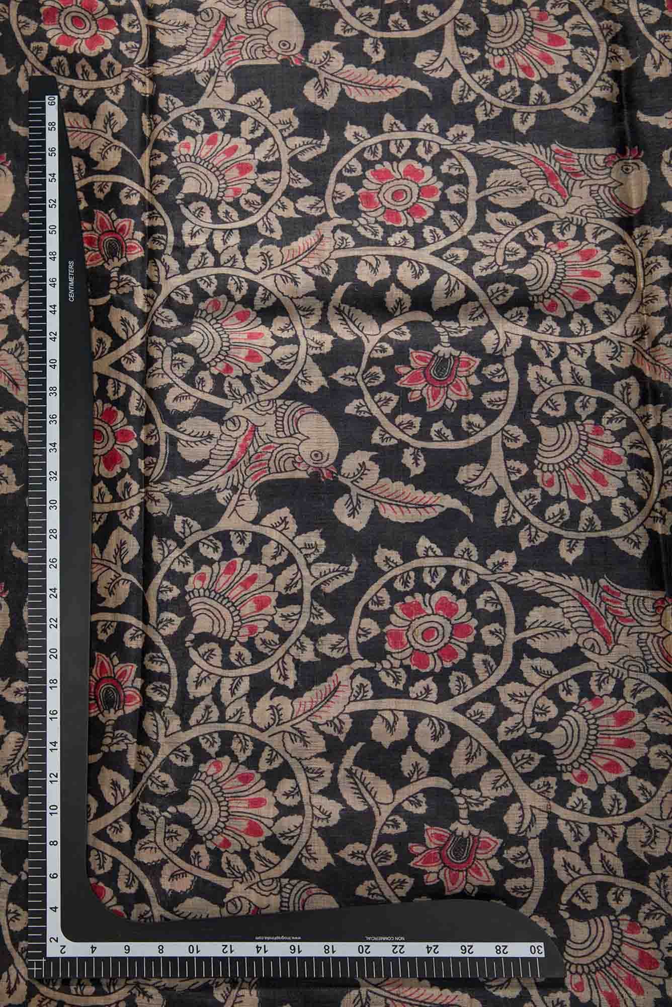 Black Tussar Silk Dress Material