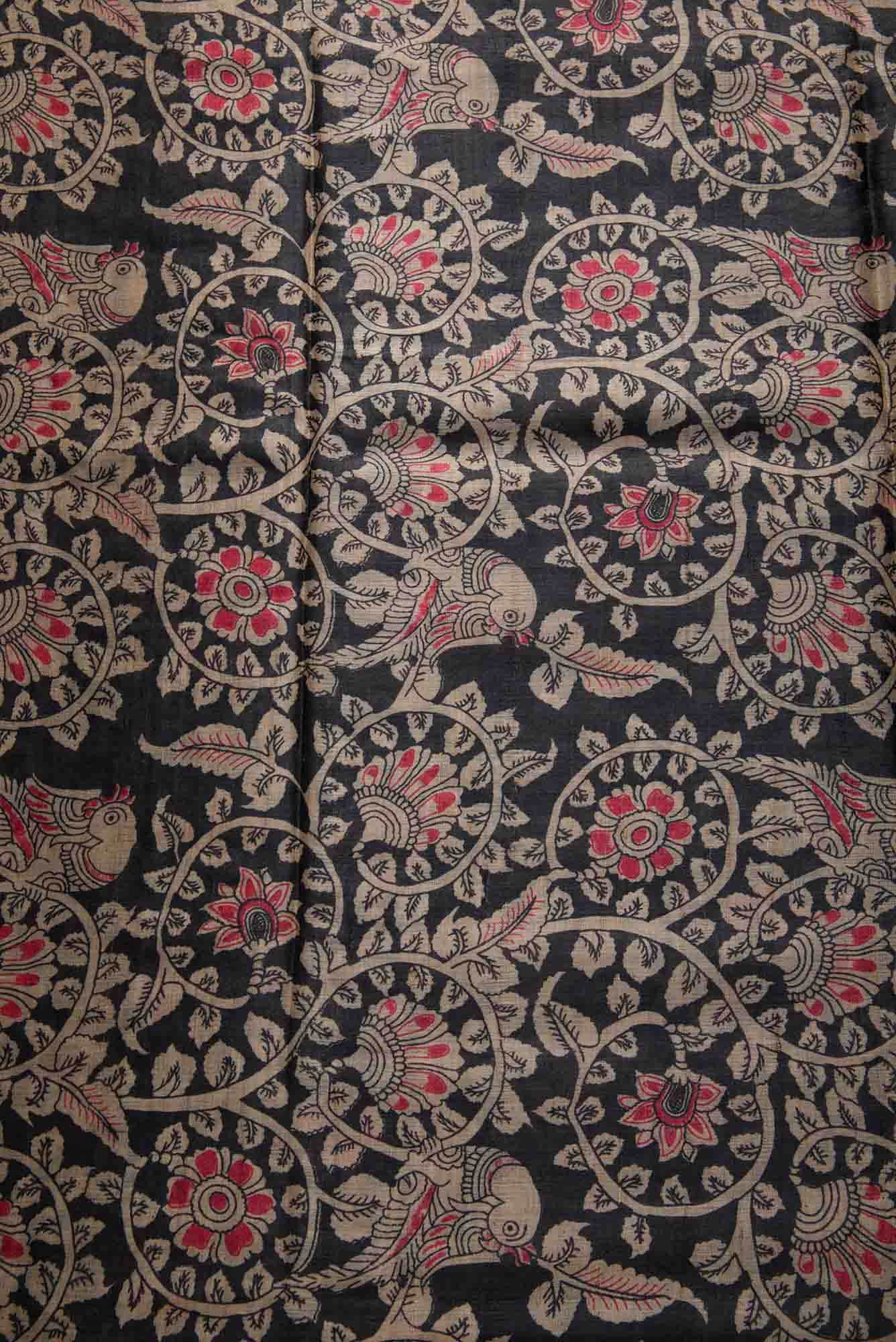 Black Tussar Silk Dress Material