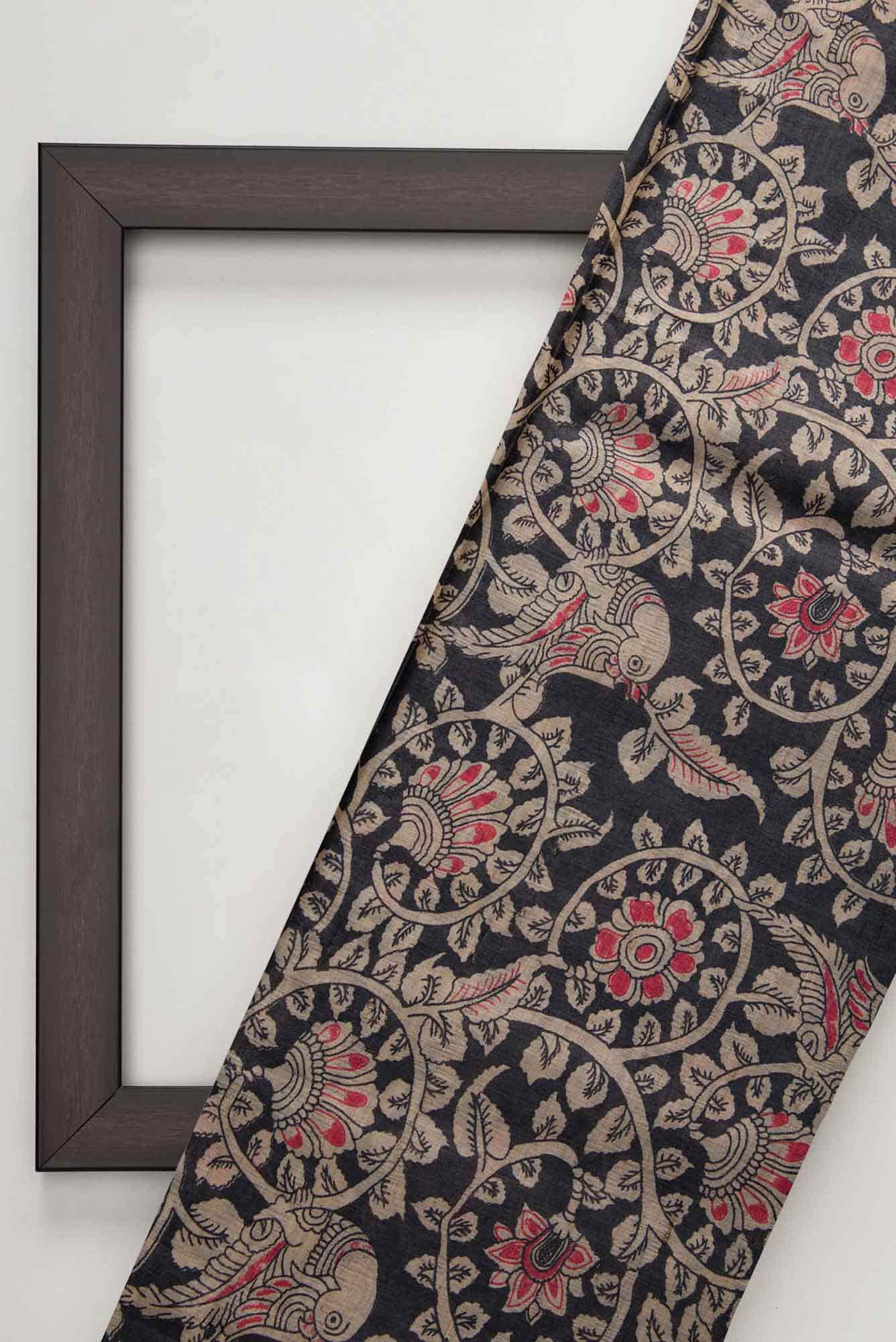 Black Tussar Silk Dress Material