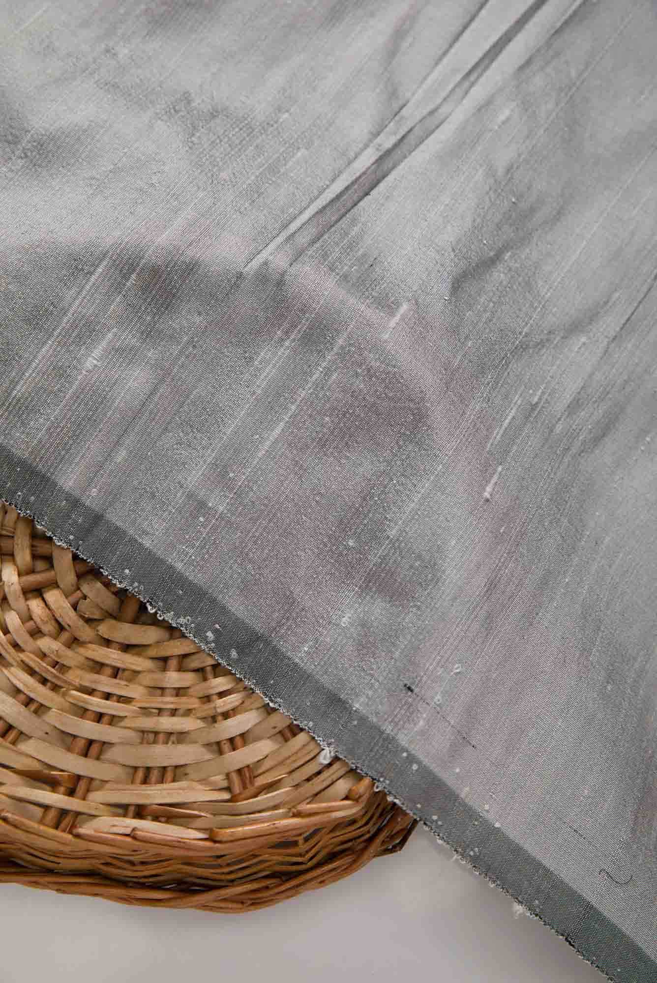 Grey Raw Silk Dress Material